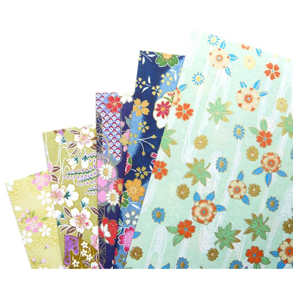 Premium Hand-Dyed Kyoto Yuzen Washi Chiyogami Paper, 15cm, 20 Assorted Designs