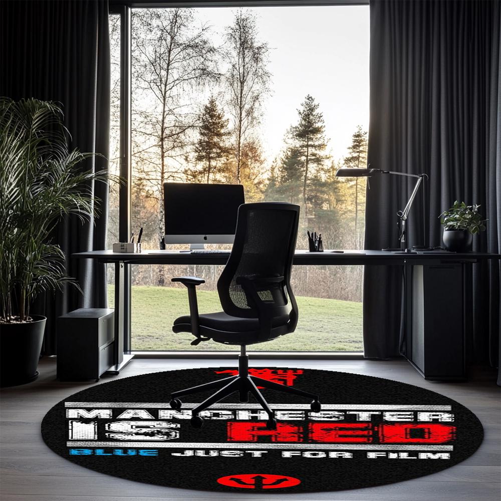 Manchester United Printed Round Rug Carpet Chair Rug Area Rug Entryway Doormats,for Office Chair Living Room Bedroom Kitchen Room.
