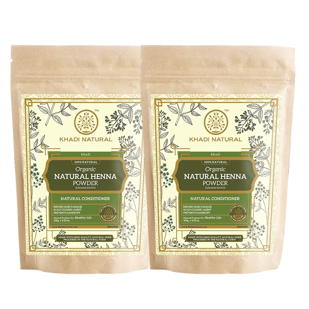 

Khadi Natural Organic Henna Powder Hair Color Conditioner Pack of 2 X 100g Each for All Hair Types