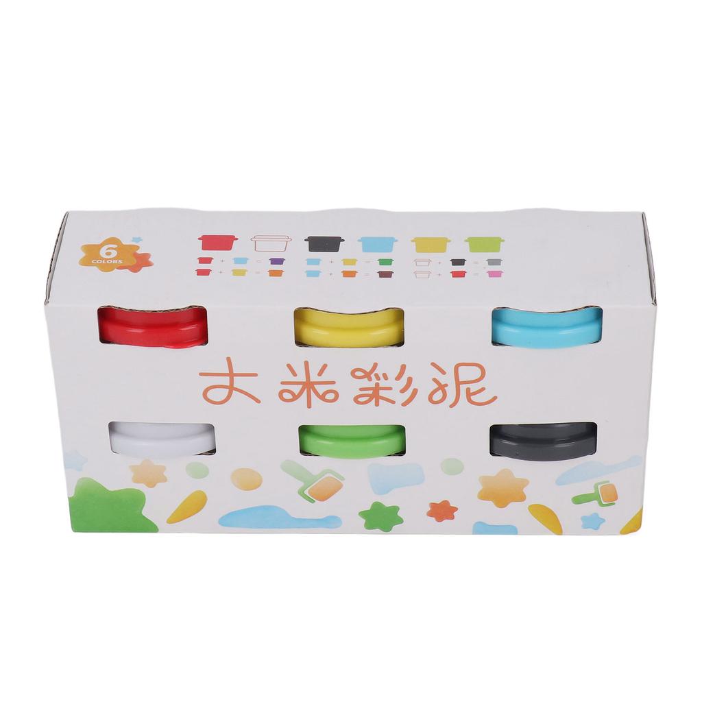 6Pcs Kids Modeling Clay Edible Grade Toner Rice Odorless Safe Soft Flexible Vivid Colors Kids Clay