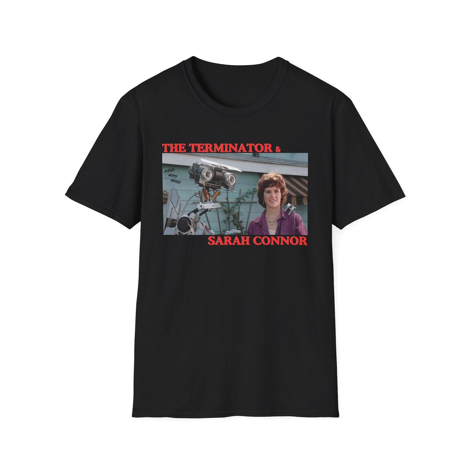 The Terminator and Sarah Conner shirt - Unisex Softstyle T shirt funny Terminator Short Curcuit 80s movie inspired T shirt XL