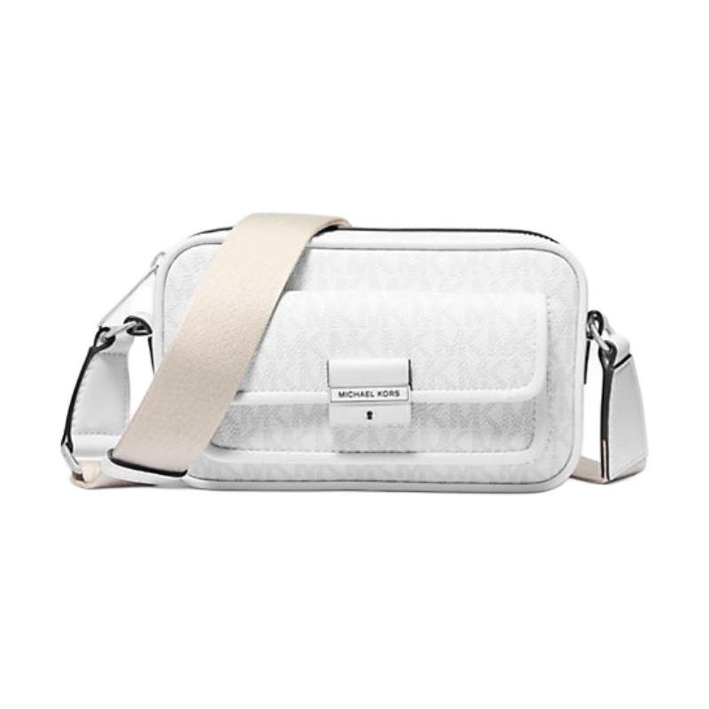 MICHAEL KORS Bradshaw Silver Hardware Coated Canvas Crossbody Shoulder Bag Mini Women s Glossy White серебряный
