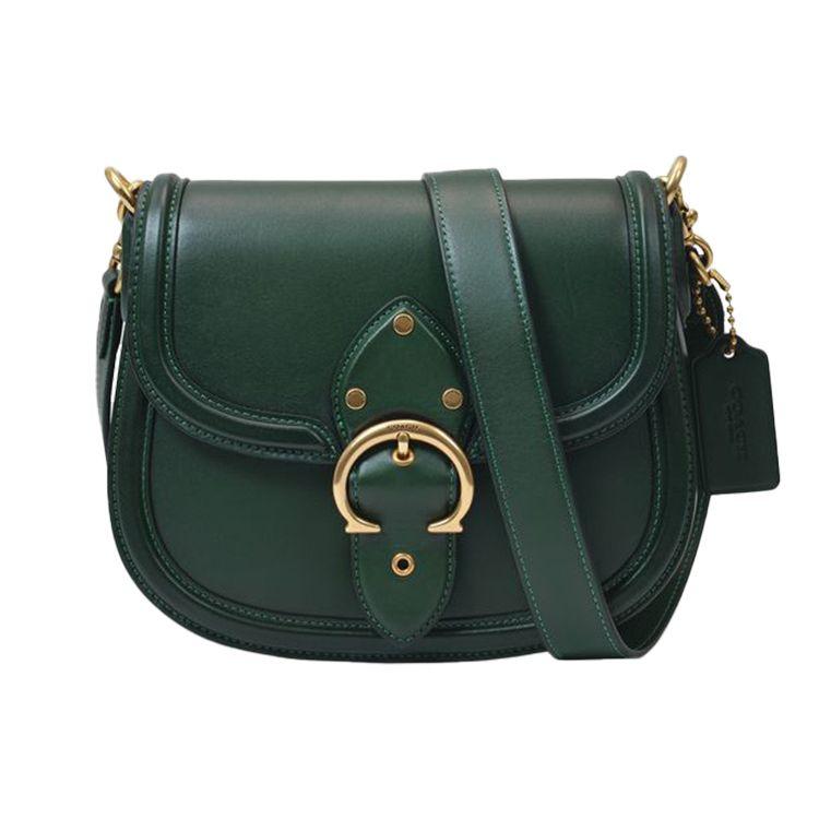 Coach Women's Green Beat 23 Vintage Flap Leather Saddle Bag Shoulder Bag C3738-B4rft