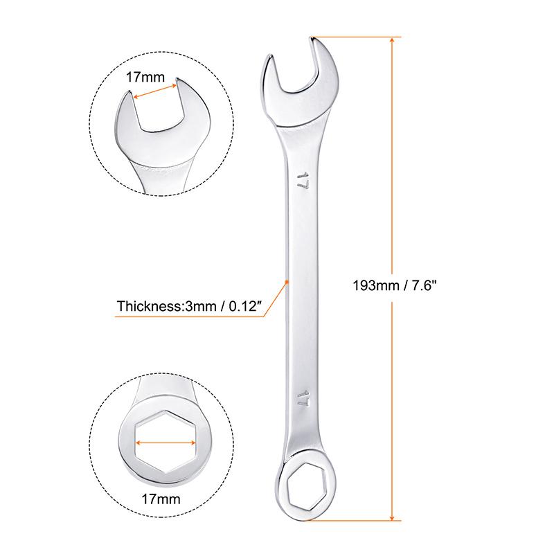 1pc 15-32mm Llave Combinada de Boca Abierta Acero al Carbono Anillo Abierto Llave Combinada Herramientas Manuales para el Hogar y Reparación de Coches Métricas