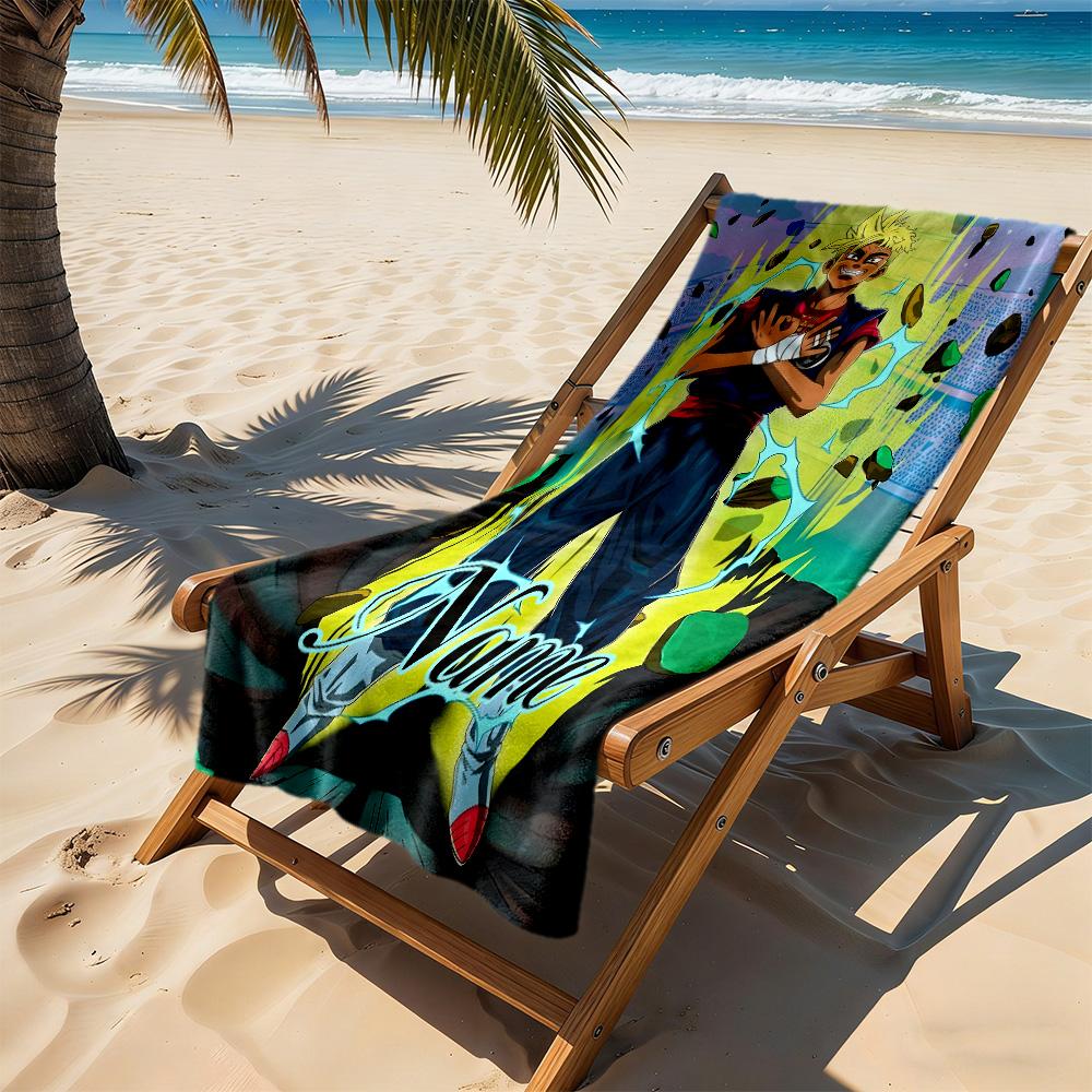Super Saiyan Transformation Customizable Name Beach Towel Soft Durable Quick-Dry Perfect for Traveling Yoga Camping and Swimming