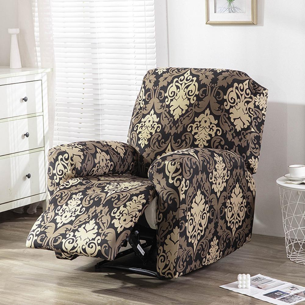 

Elastic Recliner Sofa Cover Full Protection Thick Fabric Slipcover with Floral Print for Rocking Chairs 1 Person 4pcs/Set