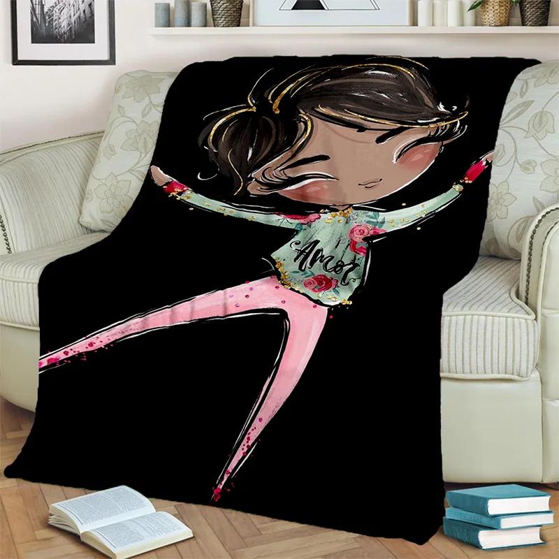 Cute Ballet Girl Ballerina Fairy Cartoon Blanket,soft Throw Blanket for Home Bedroom Bed Sofa Picnic Office Cover Blanket Kids