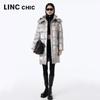 Jinyujie Women's Mid-length Loose Fit Puffer Down Jacket