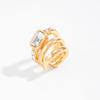 Silver Triple Ring Clip Multi-Layer Square Zircon Stud Earrings Hip Hop Ear Buckle  Party