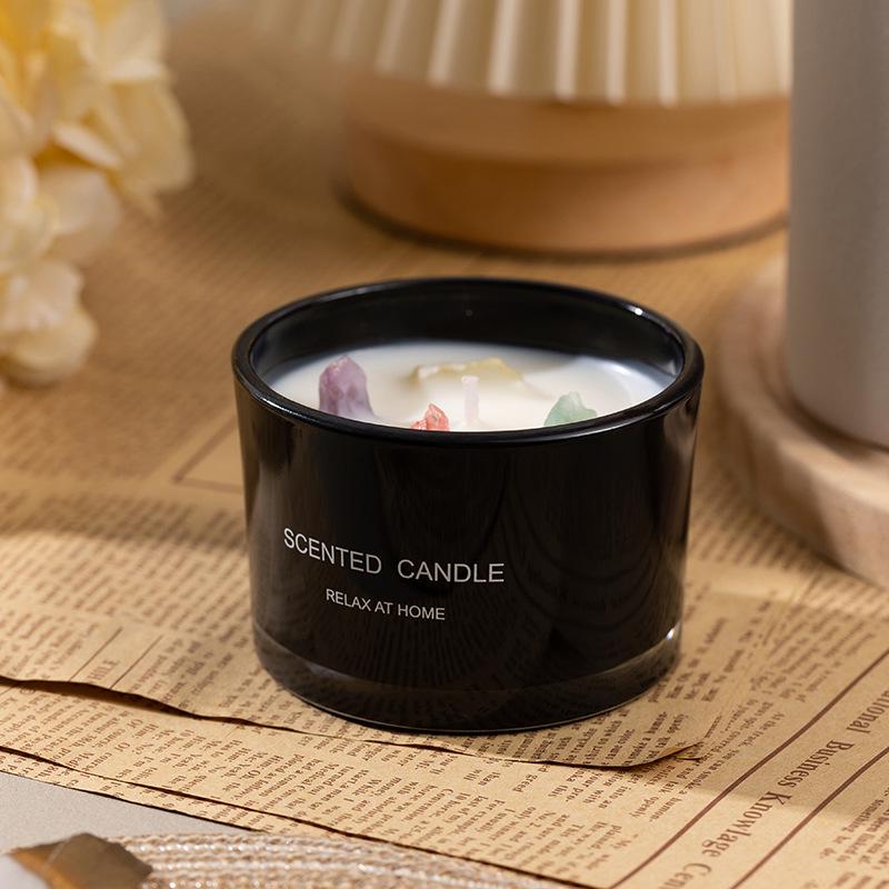 Colored Crystal Stone Aromatherapy Candles - Soy Wax Scented