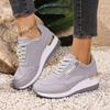 Fashion Spring Autumn Sports Casual Sneakers for Women Thick Bottom Lace-up Women's Single Shoes Large Size Wedges Middle Heel Tennis