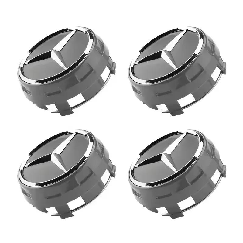 New 4pcs 75mm For Mercedes Benz Black Red Raised Car Styling Wheel Center Cap Hub Covers Badge Car Accessories AMG A00040009001