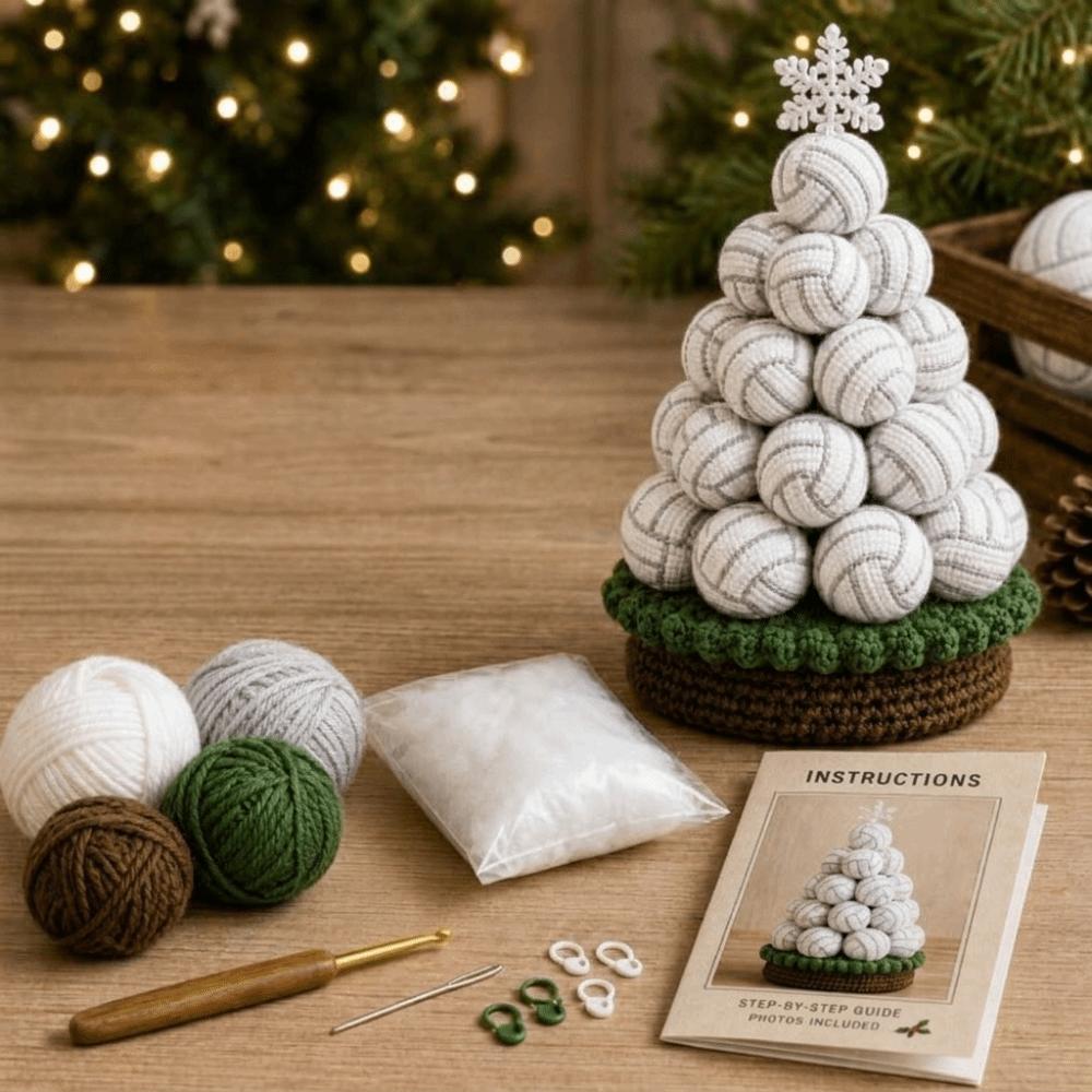 3D Knitted Christmas Tree Craft Set Sports Ball Christmas Tree Material Kit Home Decoration