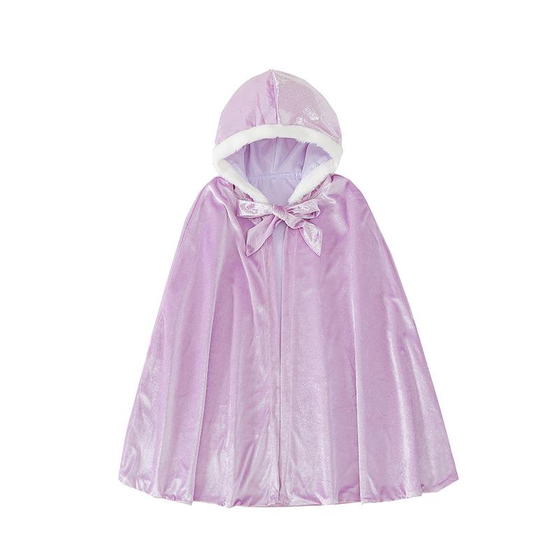 2025 Spring & Autumn Children's Multicolor Hooded Cloak - Plush Velvet Warm Kids' Christmas Cape