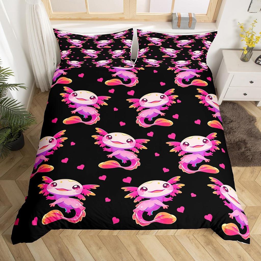 Comforter Kids Axolotl Full Kingcute Ocean Animal Bedding Set Marine Life Romantic Comforter Pink Coral Plant Bed