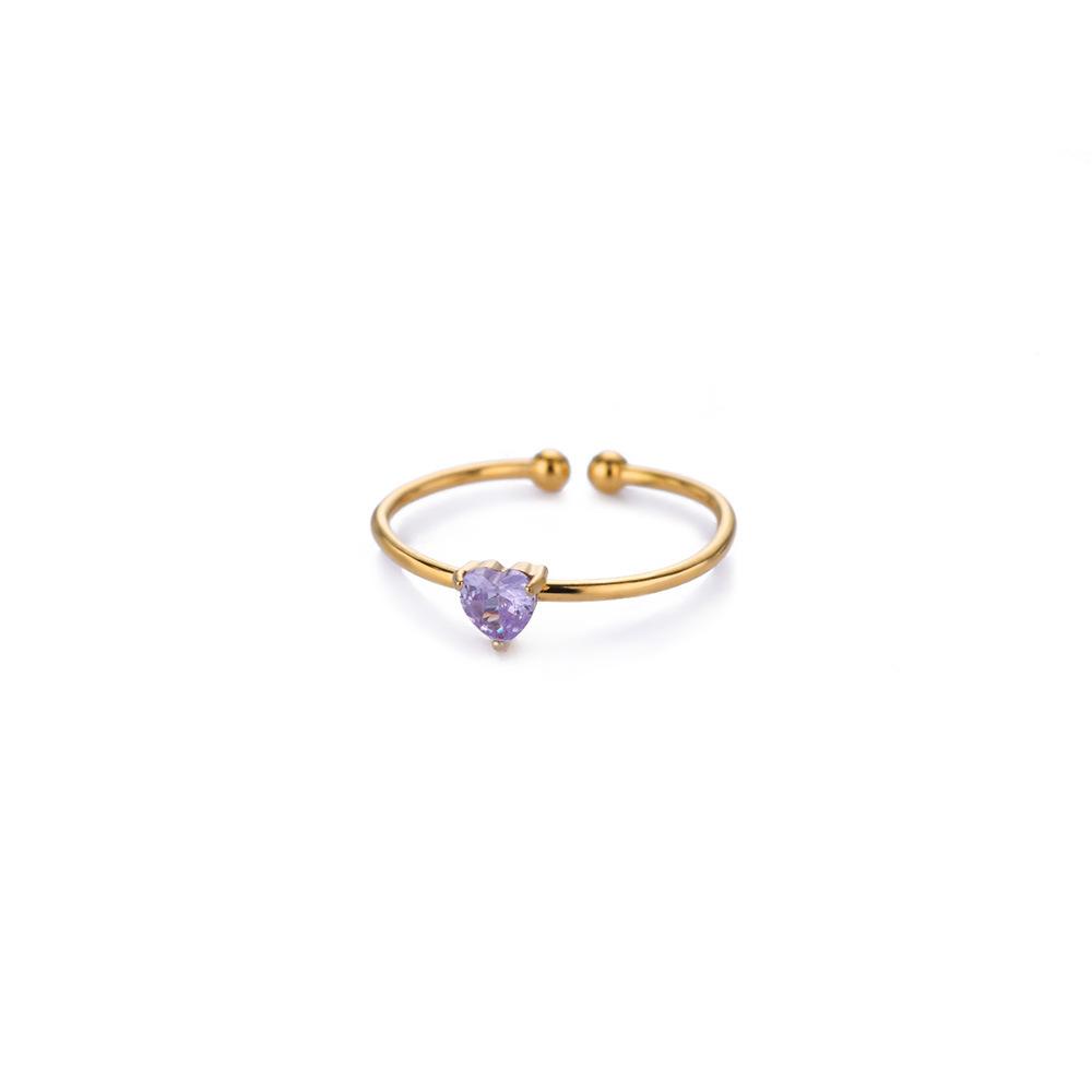 Fashion Zircon Heart Birthstone Rings For Women Stainless Steel Color Birthstone Ring Aesthetic Wedding Jewelry Gift