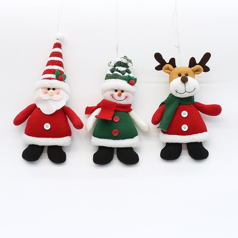 New knitted fabric small Santa Claus snowman elk doll Christmas tree holiday decoration pendant