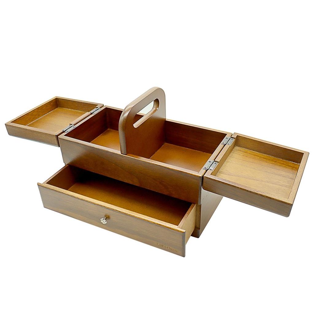 Sewing Natural Paulownia Sewing 2 Large Accessories [Lara Christie] Box, Wooden, Wood, Wood, Box, Storage, Tiers, Capacity, Lh108-0004