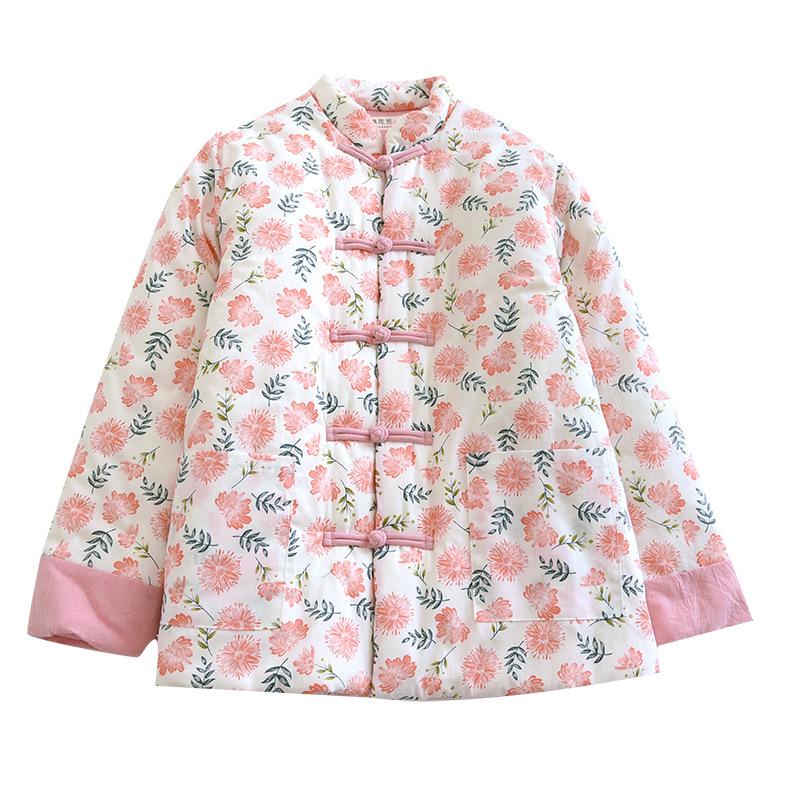 

Зимняя утолщенная теплая хлопковая одежда, чисто ручной работы хлопковая стеганая одежда, планка, ретро куртка, пряжка, одежда для новой мамы M size (100-60kg)