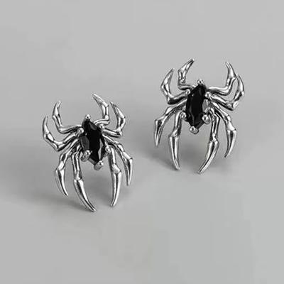 1Pair Gothic Retro Old Spider Zircon Earrings Women  Personalized Earrings Design Black Zircon Earring Jewelry Gifts