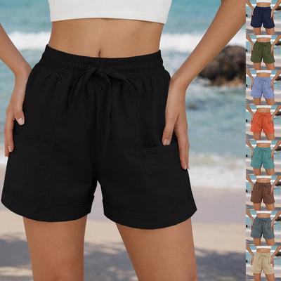 2026 Sommer Neu Damen Einfarbige Harem Freizeithose Strand Kordelzug Shorts