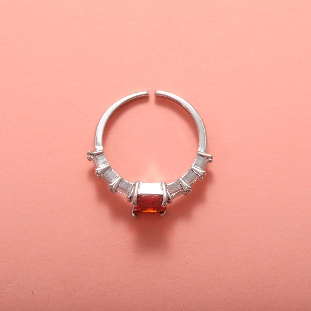 Trendy European-American Style 18K Gold-Plated Copper Rings with Colored Zircon