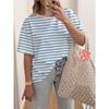 Damska koszulka oversize w paski, drukowana 3D, letnia, casualowa, z okrągłym dekoltem, luźna, modna, z krótkim rękawem, top damski
