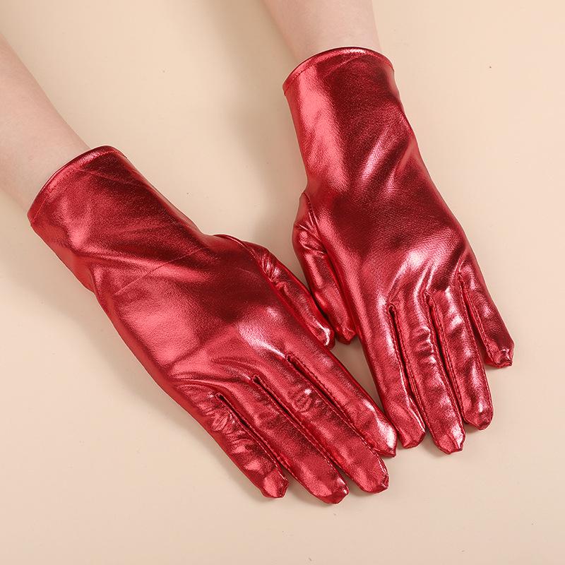 

Винтажные перчатки из лакированной кожи в стиле Хепберн: Летняя защита от солнца и вечерняя одежда для невесты One Size красный