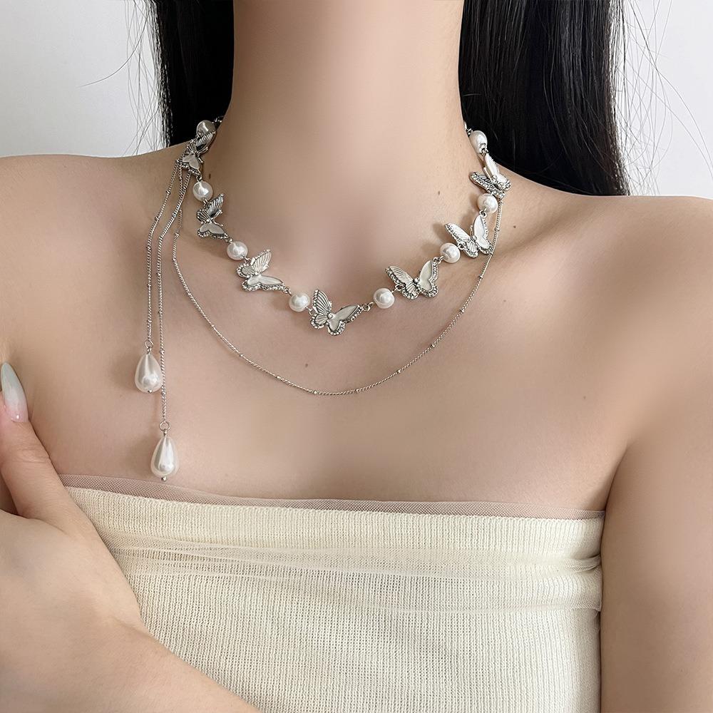 

Luxury Imitation Pearl Clavicle Chain Jewelry Shinny Tassel Choker Bridal