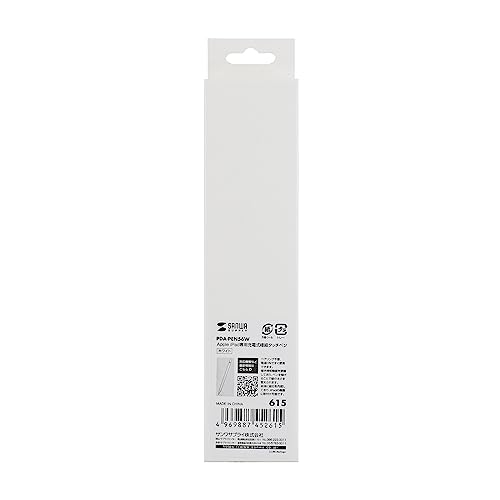 SANWA SUPPLY PDA-PEN56W Rechargeable Ultra-Fine Touch Pen for Apple iPad, Palm Rejection Compatible, White