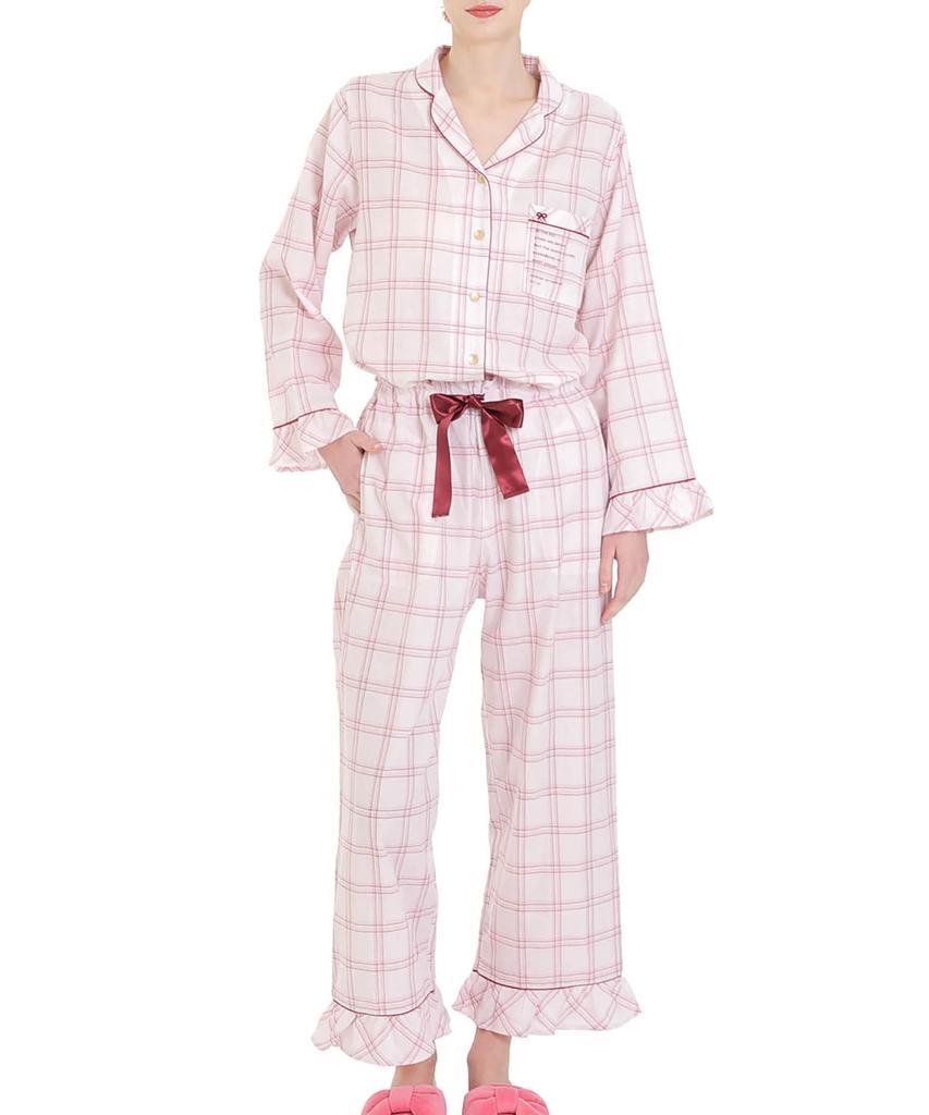 Narue Pajama Size Double Gauze Girly Check Tailored Pajamas Women's Set, 50,