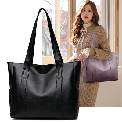 Damen Große Kapazität Einfache Handtasche Schultertasche Pure Color Temperament Handtasche
