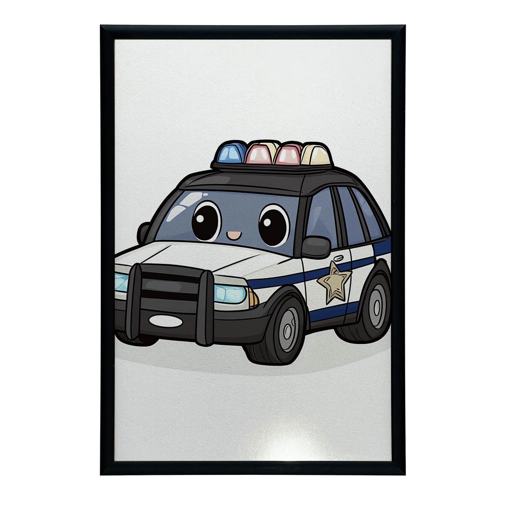 Plakat Policyjny Samochód Plakat Policyjny Samochód, 50X70 Cm, Rama Drewniana Jasny Dąb, Papier Matowy 230 Gsm