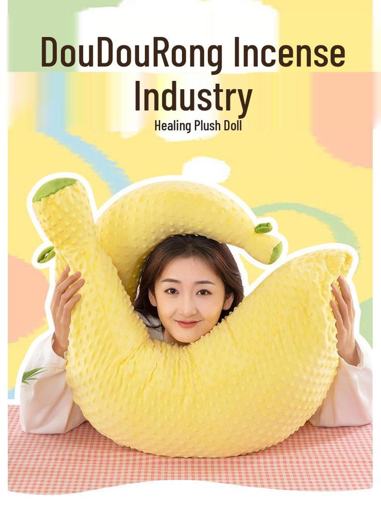 Oreiller en Peluche Banane Ultra Doux - Velours Côté Dormeur & Dossier Jouet en Peluche