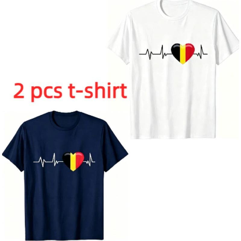 Fun I Love Belgium Pattern Print Kids T-shirt Summer Girls Boys Casual Fashion Tops Kids O-Neck Short Sleeve T-shirt Clothing
