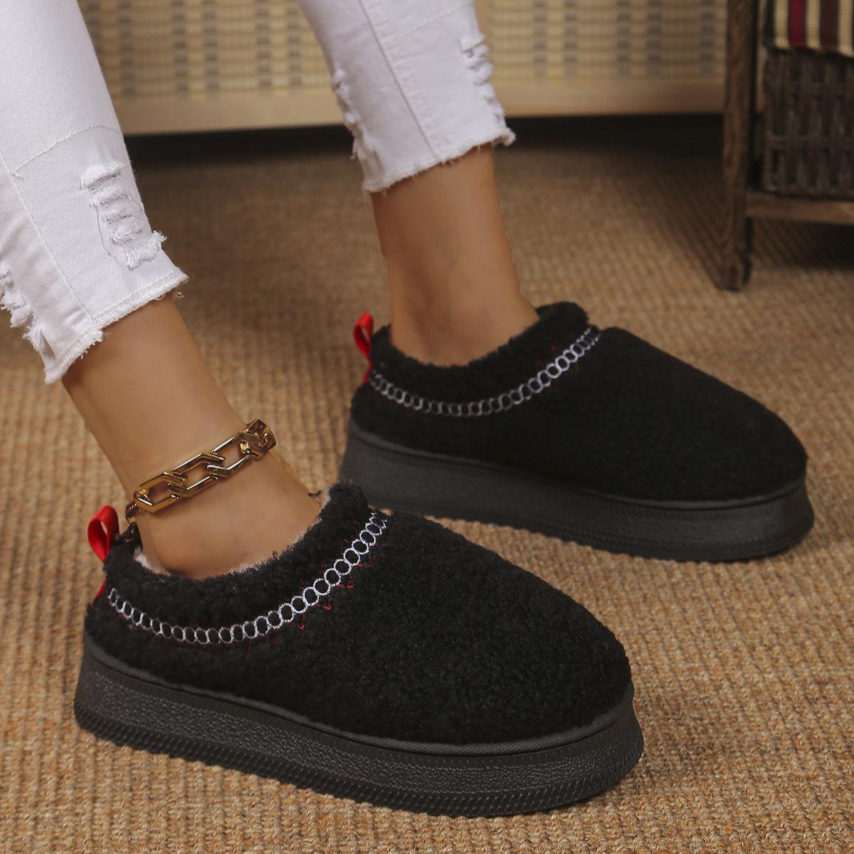 

толстая подошва из овечьей шерсти этнические ветрозащитные зимние ботинки женские 2024 осень и зима новая сумка верхняя одежда бархатные термо ботинки из хлопка 42 чёрный