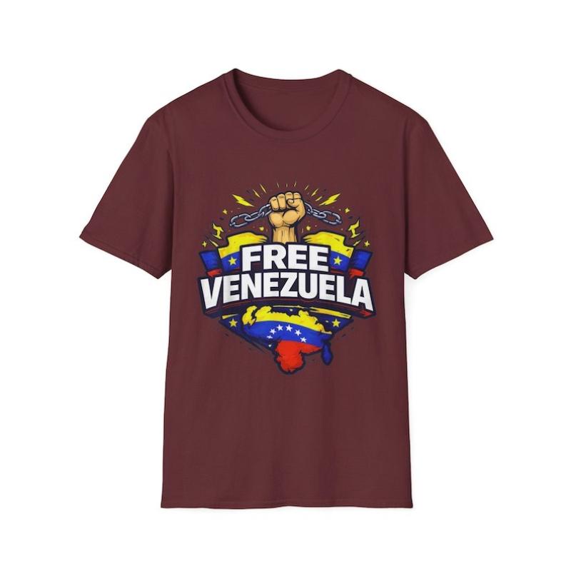 Free Fist Emblem TShirt Venezuela Flag Unisexs Graphic Tshirts Crewneck Regular Short Sleeve Casual Style Unisex Adult Streetwear S