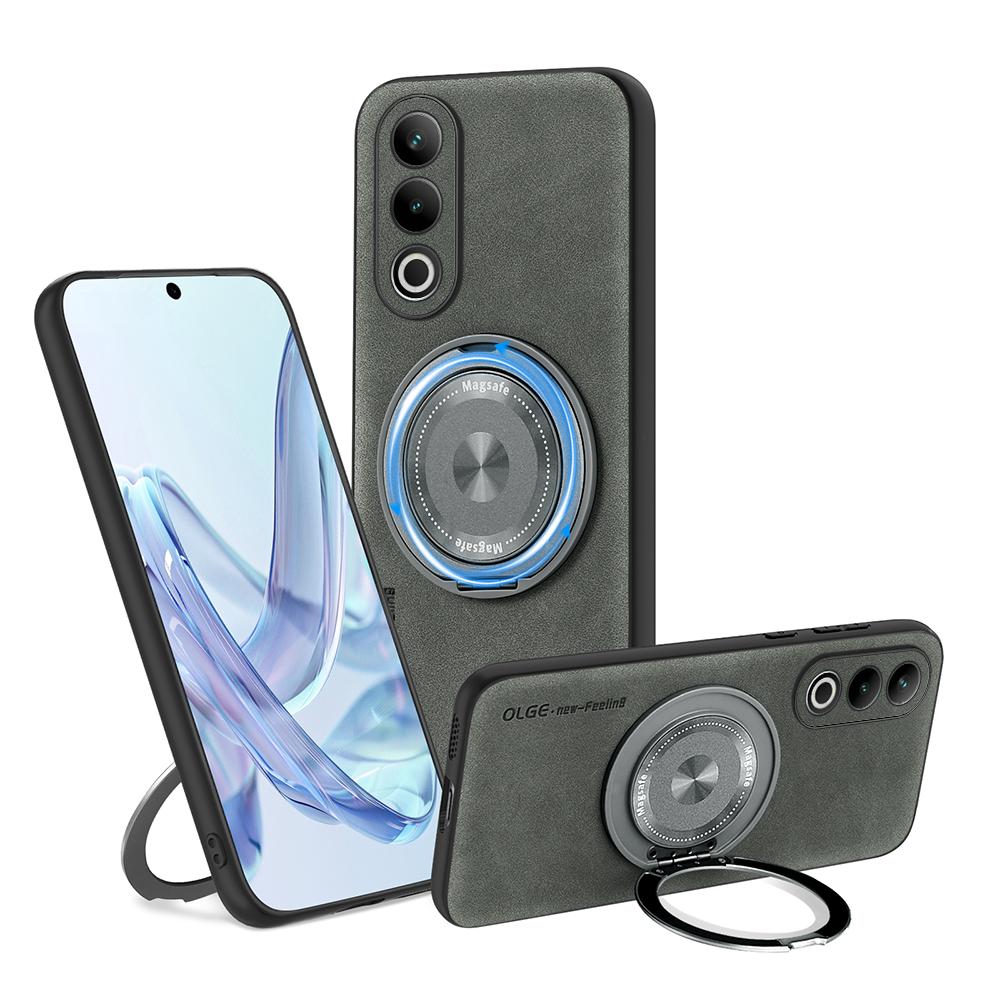 For OnePlus ACE 3 3V Fine Hole Sheepskin Swivel Bracket Magnetic Soft Edge Anti Drop Anti Fingerprint Phone Case