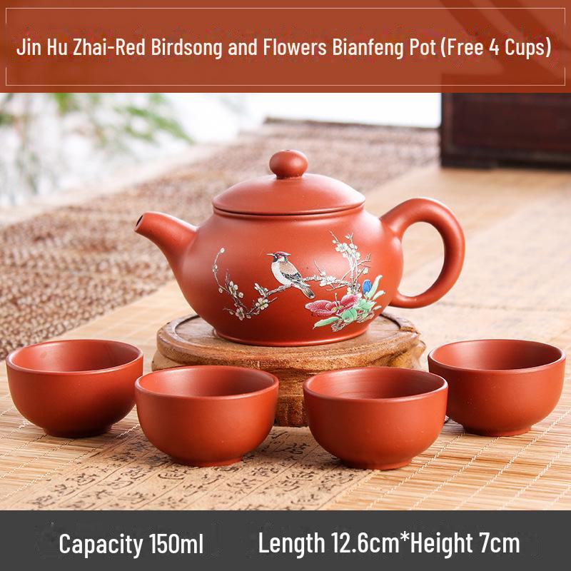 Gratis frakt Håndlaget Yixing Lilla Leire Zhuni Tekanne med Kulehullfilter - Kung Fu Tesett