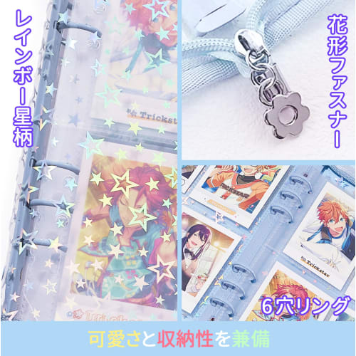 Trading Card Case, Pashakore Storage File, Trading Card Binder, A5, 6-Hole, 4-Pocket, Double-Sided Storage, Includes 20 Refills, Holds 160 Cards, Perf