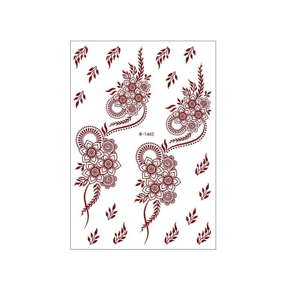 Lace Fake Tattoo Temporary Tattoo Legs Arm Red Henna Tattoo Decals Women/Lady