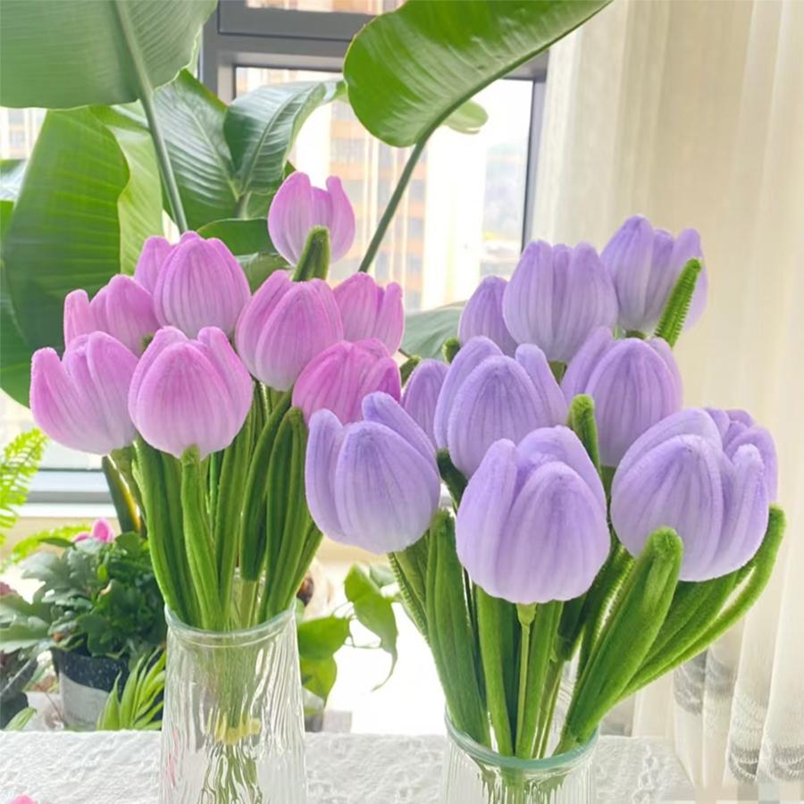 300/500pcs Pipe Cleaners Craft Stems Indoor Decor Handicraft DIY Chenille Stem Flower for Mother's Day Festival Birthday XJM
