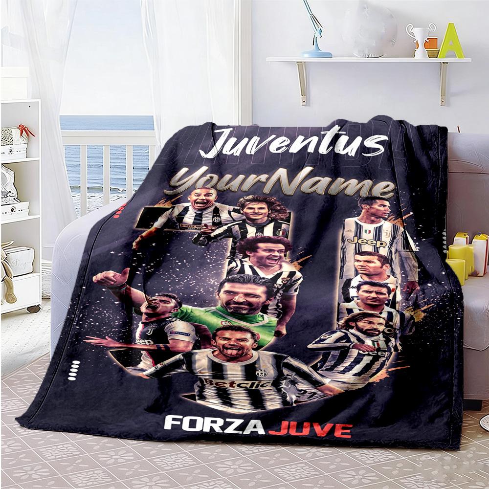 Juventus Customize Your Name Blanket Cozy Customizable Blanket Soft & Cozy Suitable for Office Picnics Living Room Couch Four Seasons Universal
