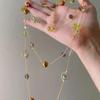 Chic Stone Glass Beaded Layered Necklace: High-End Sweater Chain Design for Women