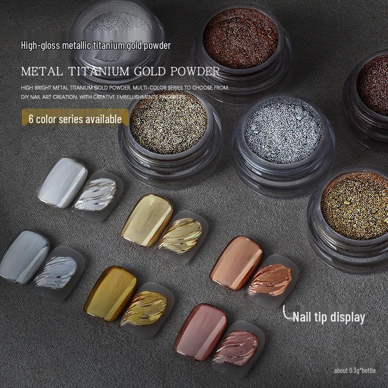 

High-Gloss Titanium Gold Nail Art Mirror Powder