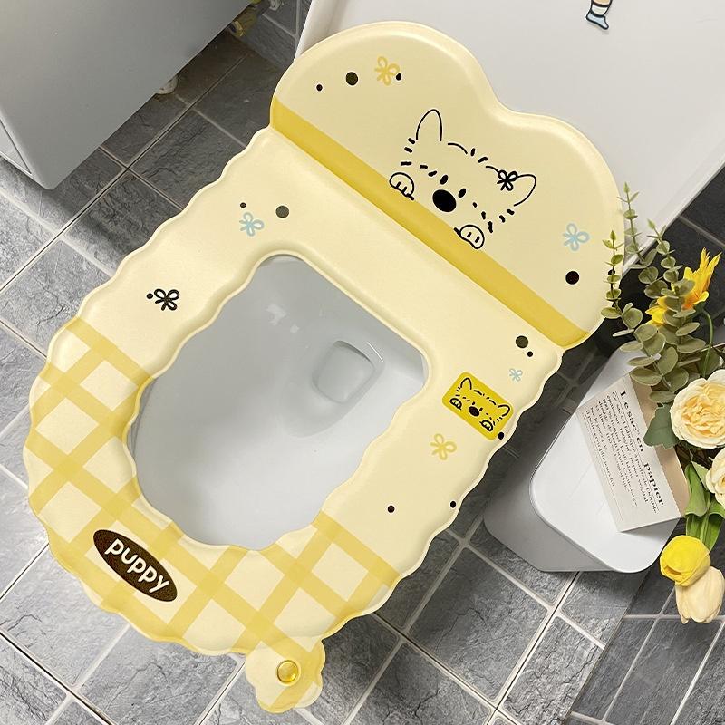 Cartoon Toilet Seat Protector With Backrest Non-Slip Waterproof Toilet Seat Cover Soft Reusable Toilet Seat Cushion Bathroom