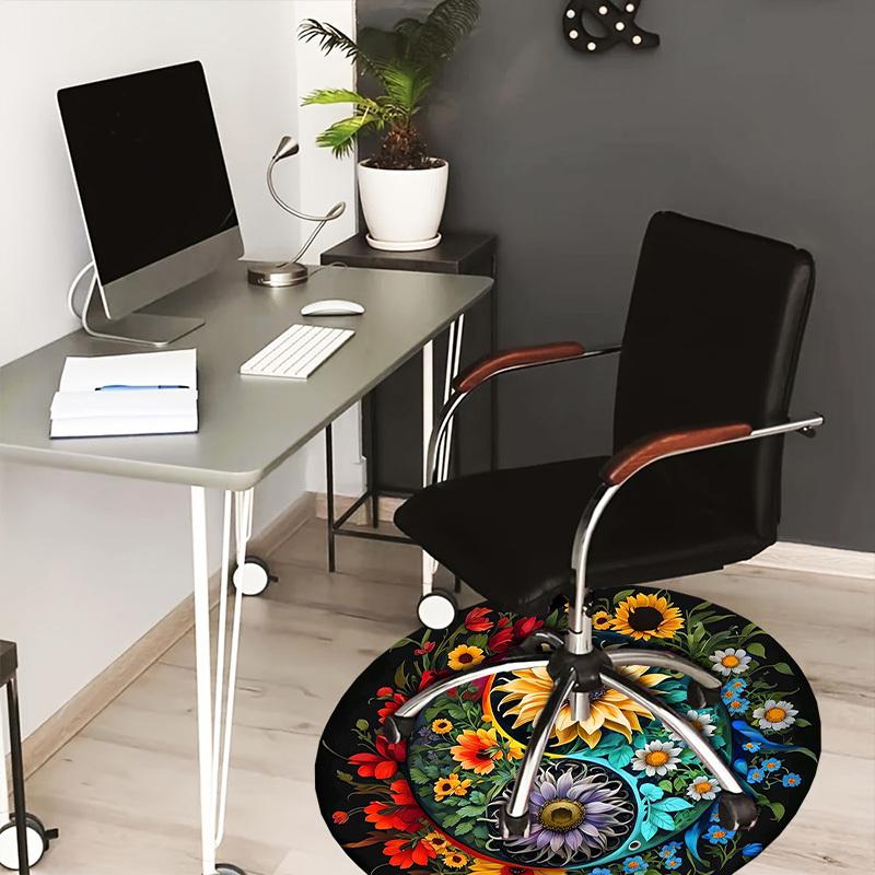 

1pc Office Carpet Chair Mats Floral Yin-Yang Harmony Perfect for Decorating Office Chairss, Or Bedrooms.YDT581 80cm by 80cm