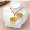 Vietnamese Sand Gold Ruyi Lock Necklace with Dragon & Phoenix Design