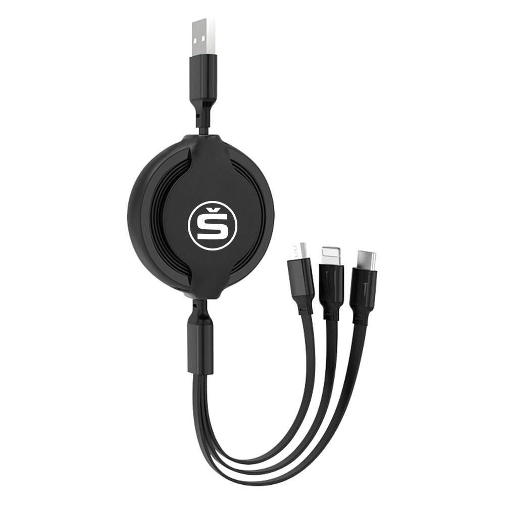 Car Phone Charger Fast Wire Charging Cable Three-head Data Cable For Skoda Rapid Scala Kodiaq Fabia Kamiq Karoq Octavia 3 2 VII WD8