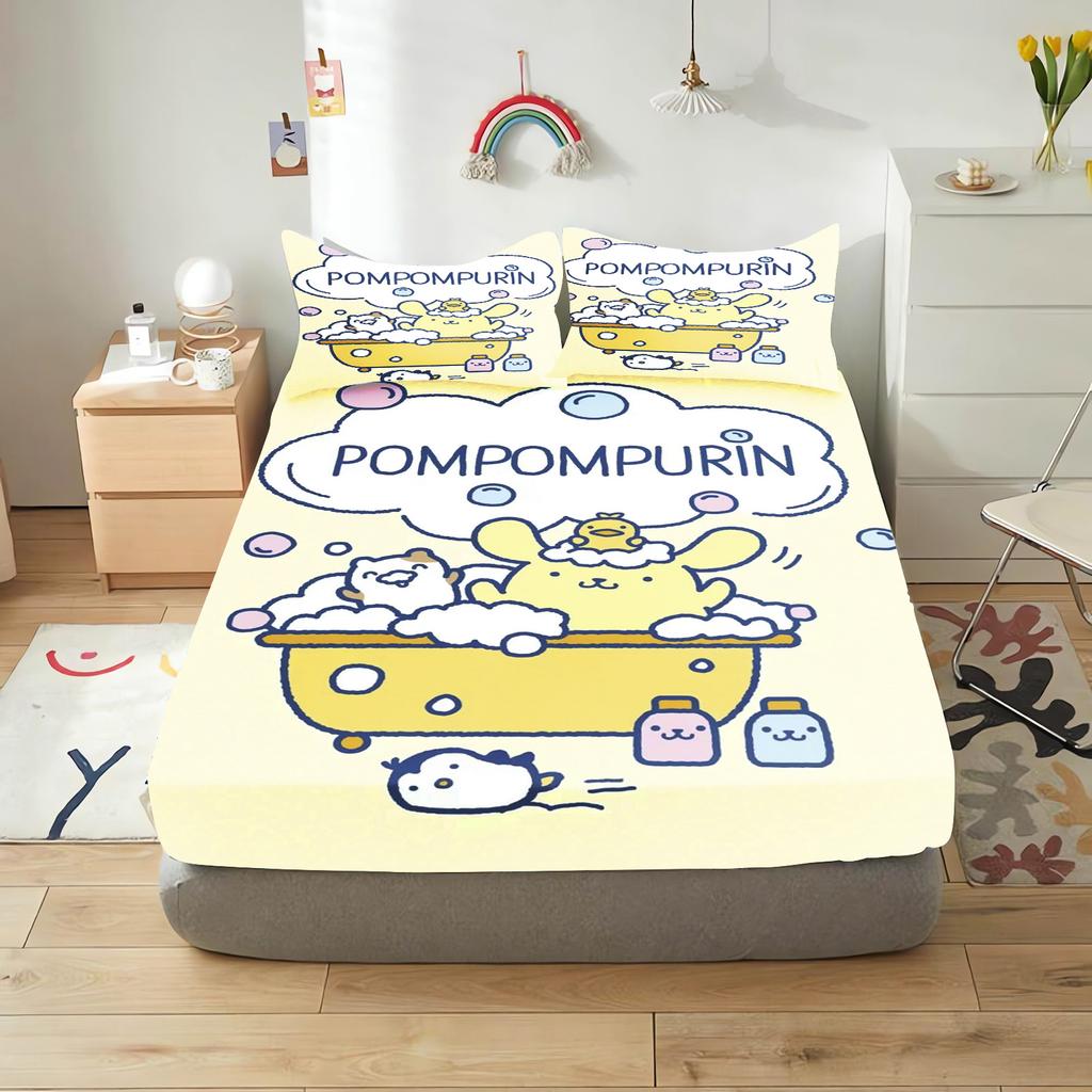 Pudding Dog Fitted Sheet Children, Sanrio Cartoon Coverage, Baby Teenager Sheets Cover, Elastic Bedding, Cute Digital Printing